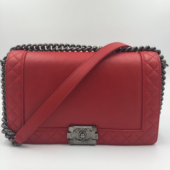 Authentic Chanel  Lambskin Medium Boy Reverso Flap - Picture 9 of 10